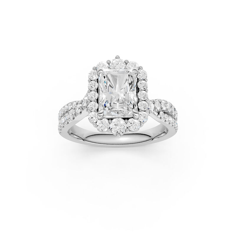 Radiant-Cut Lab Grown 2 3/4ctw. Diamond Fancy Halo Engagement Ring in 14k White Gold image number null